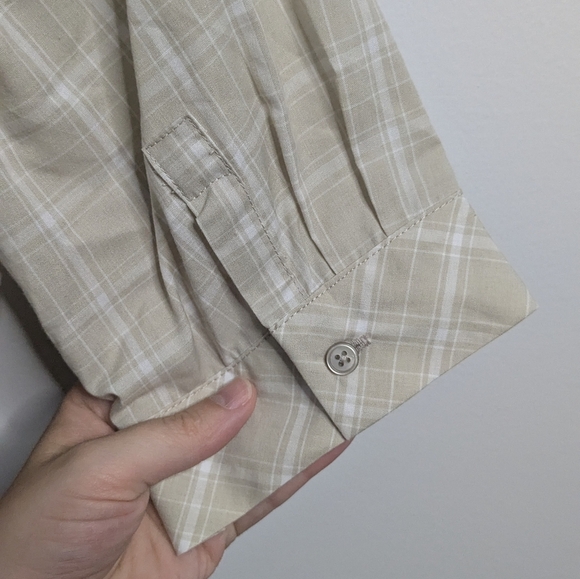 Calvin Klein size 10 Short Sleeve Cotton Blend Dress - Beige/White - Picture 11 of 11